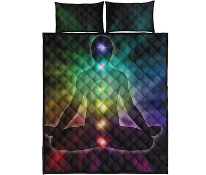 Colorful Chakras Aura Print Quilt Bed Set