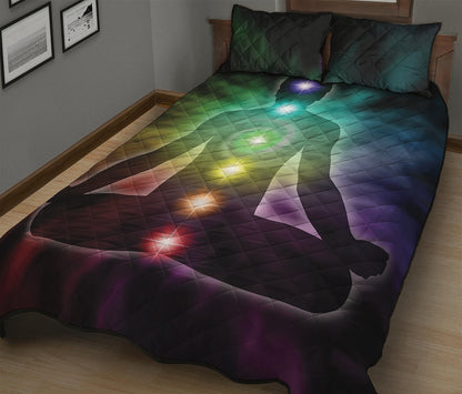 Colorful Chakras Aura Print Quilt Bed Set