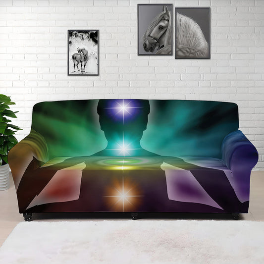 Colorful Chakras Aura Print Sofa Cover