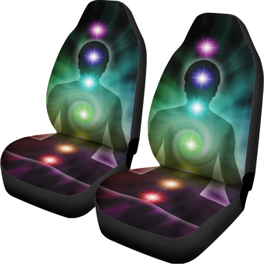 Colorful Chakras Aura Print Universal Fit Car Seat Covers
