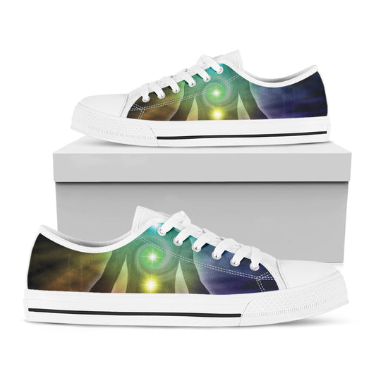 Colorful Chakras Aura Print White Low Top Shoes