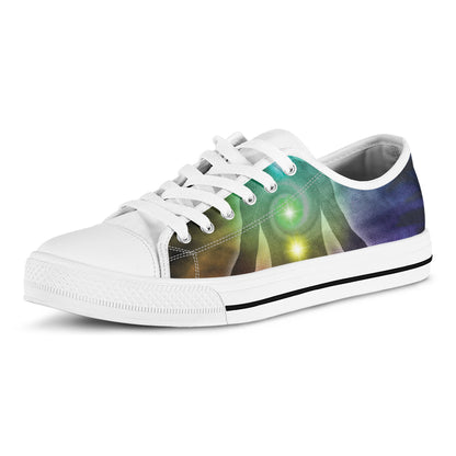 Colorful Chakras Aura Print White Low Top Shoes