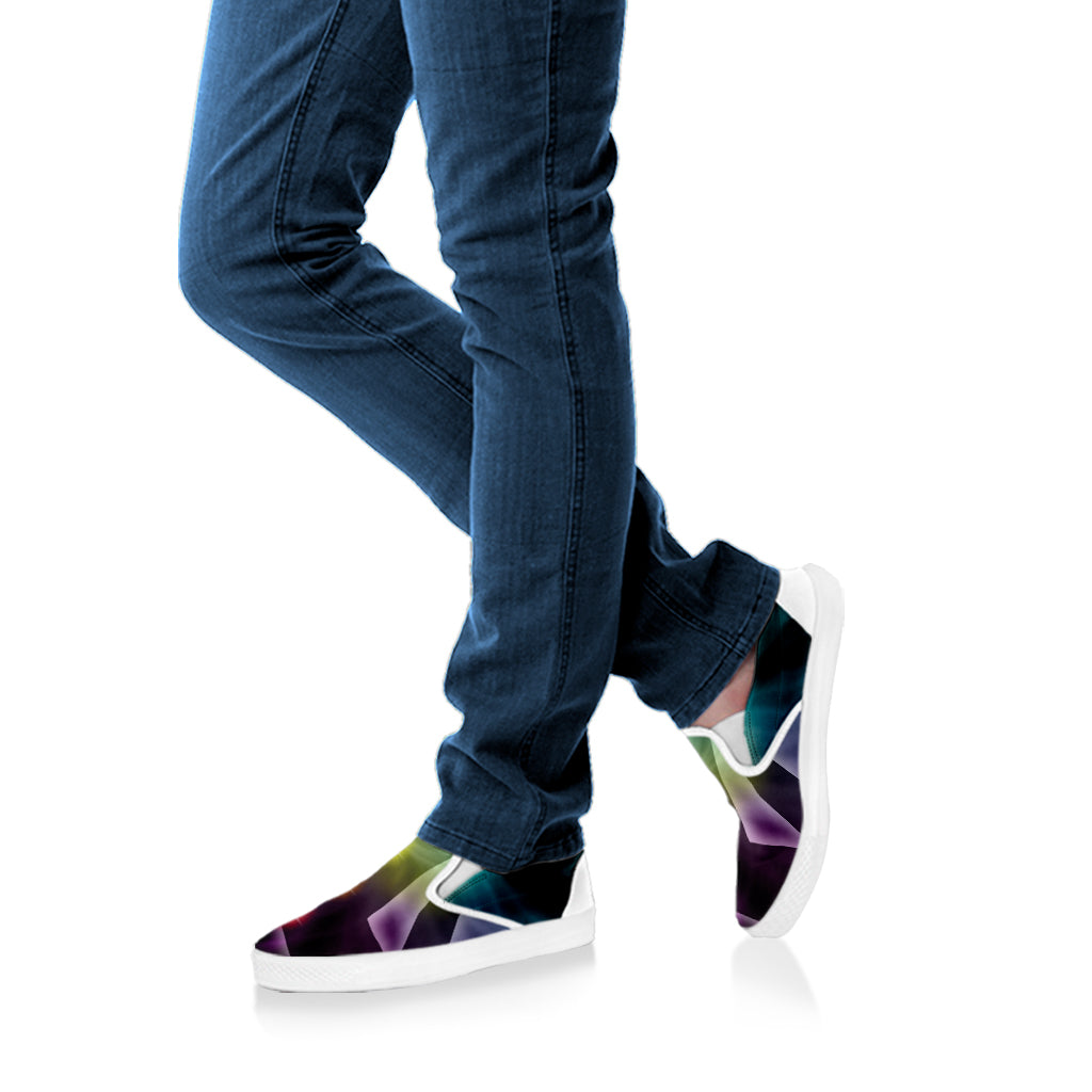 Colorful Chakras Aura Print White Slip On Shoes