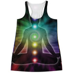 Colorful Chakras Aura Print Women's Racerback Tank Top