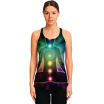 Colorful Chakras Aura Print Women's Racerback Tank Top
