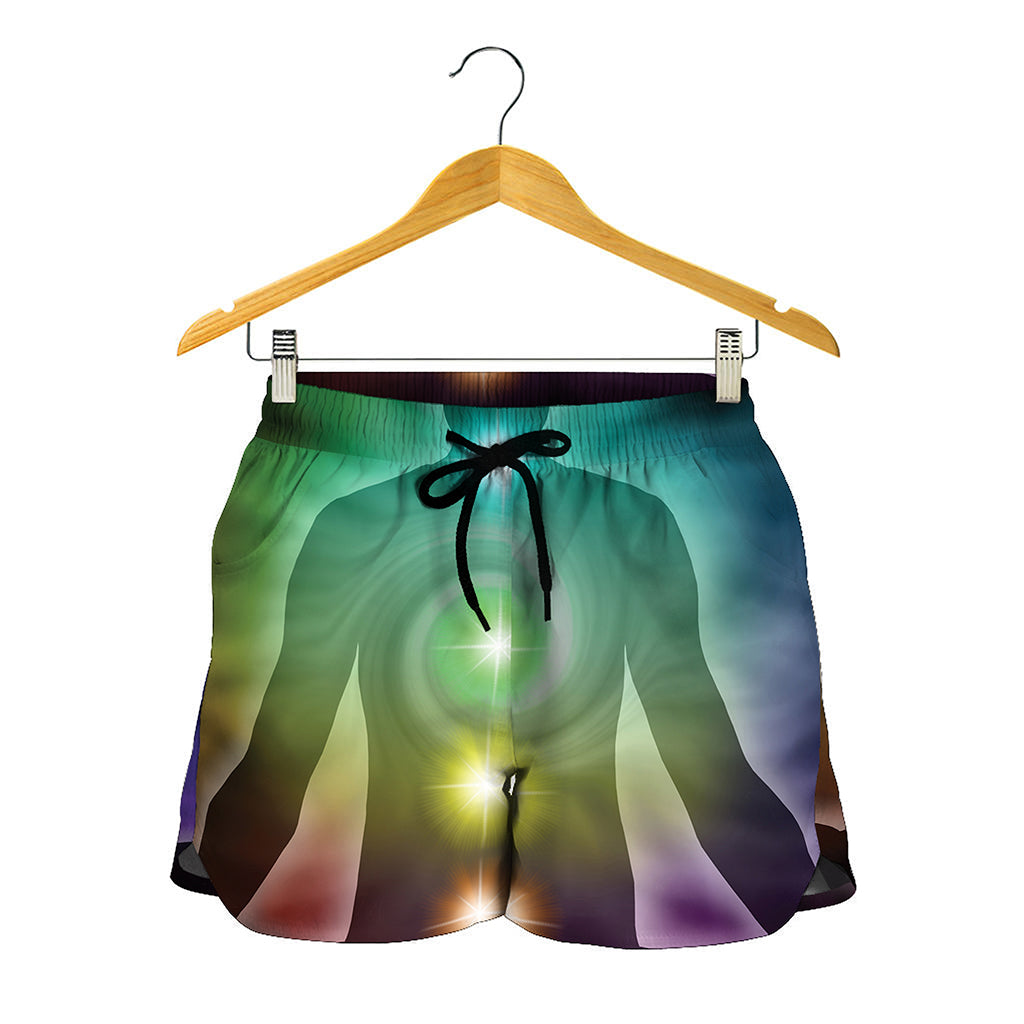 Colorful Chakras Aura Print Women's Shorts