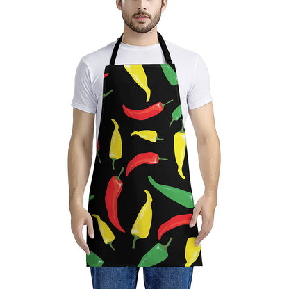 Colorful Chili Peppers Pattern Print Apron