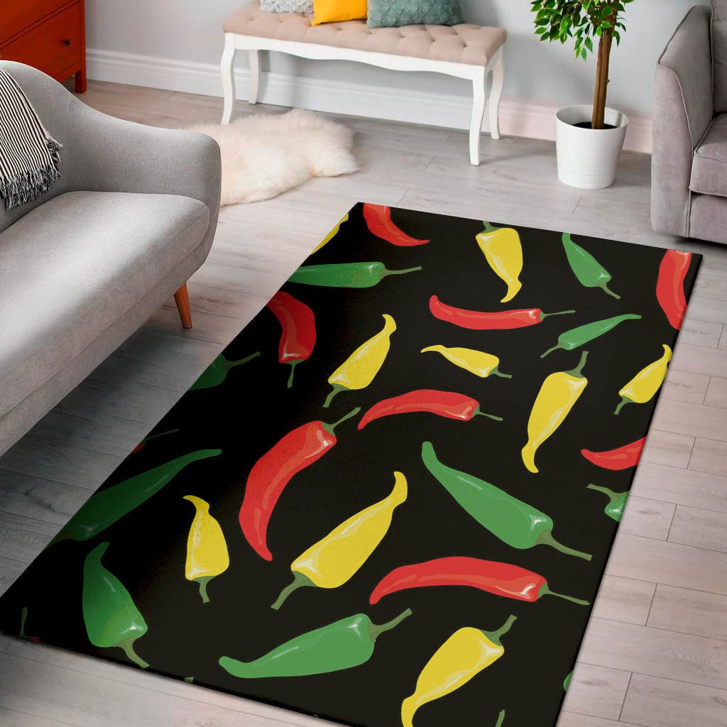Colorful Chili Peppers Pattern Print Area Rug