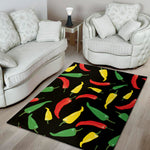 Colorful Chili Peppers Pattern Print Area Rug