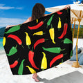 Colorful Chili Peppers Pattern Print Beach Sarong Wrap