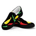 Colorful Chili Peppers Pattern Print Black Slip On Sneakers