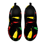 Colorful Chili Peppers Pattern Print Black Sneakers