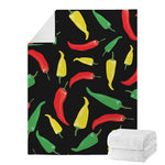 Colorful Chili Peppers Pattern Print Blanket