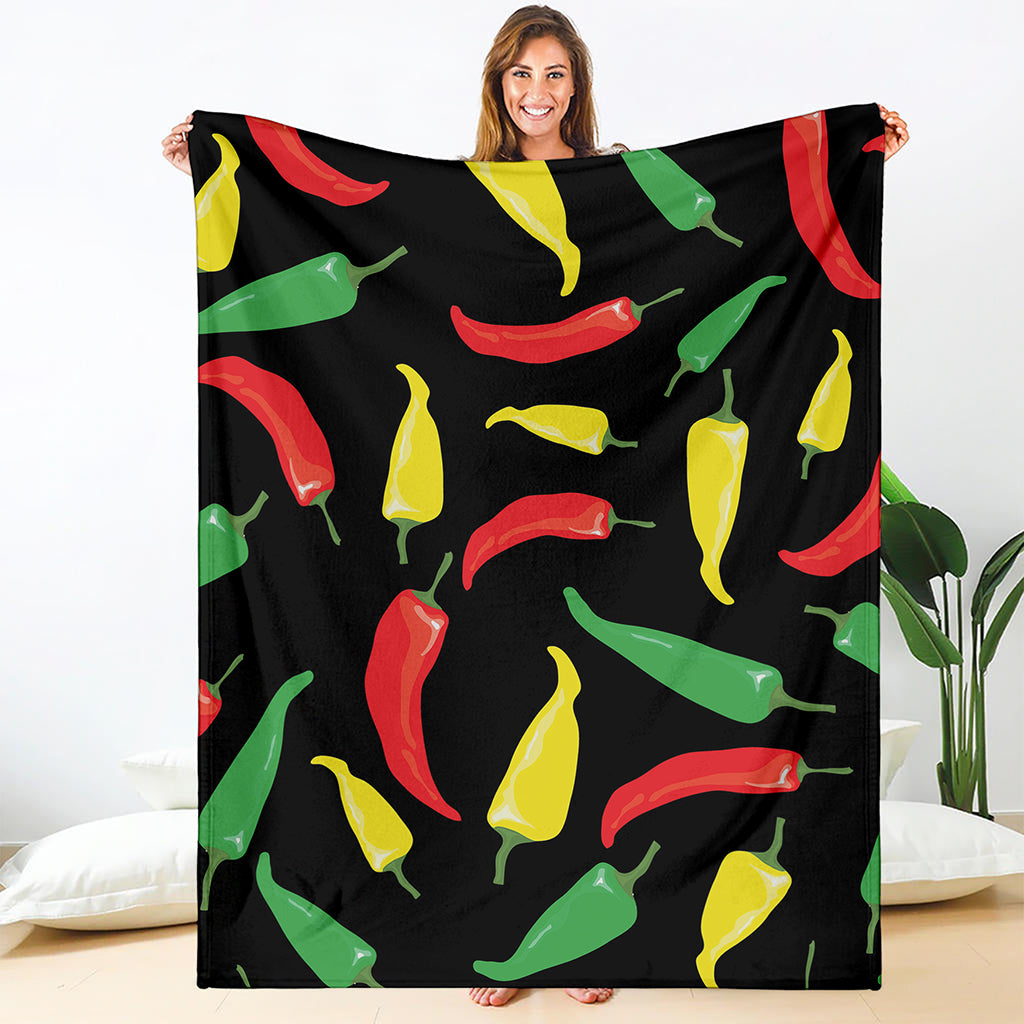 Colorful Chili Peppers Pattern Print Blanket