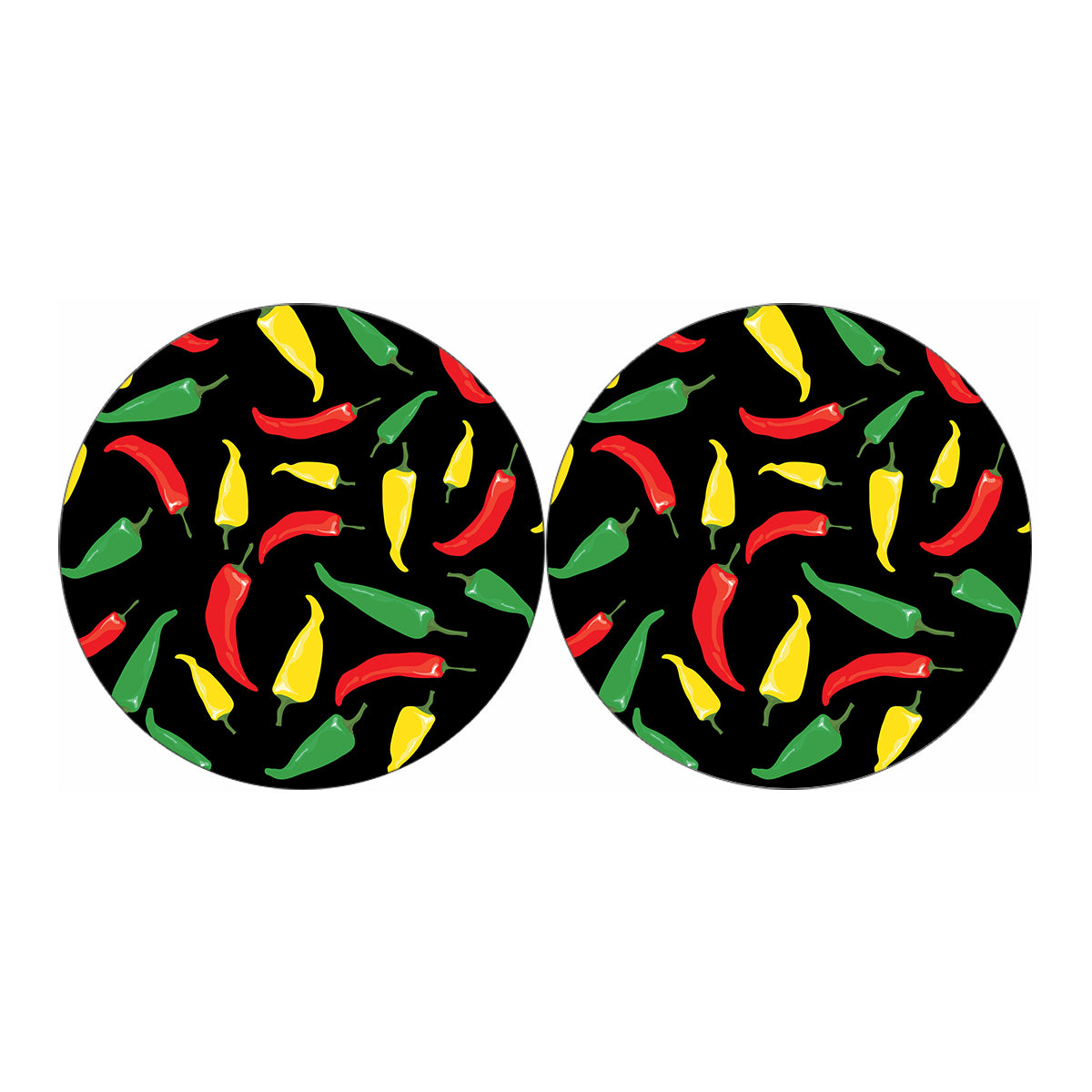 Colorful Chili Peppers Pattern Print Car Coasters