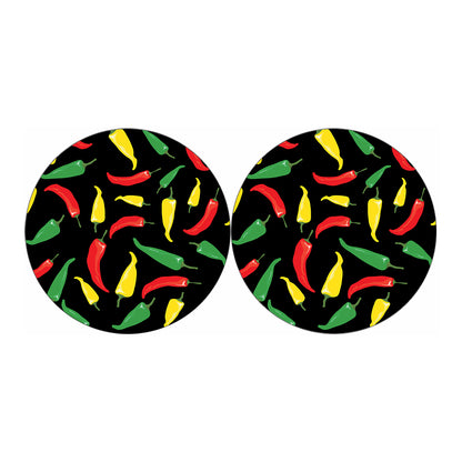 Colorful Chili Peppers Pattern Print Car Coasters