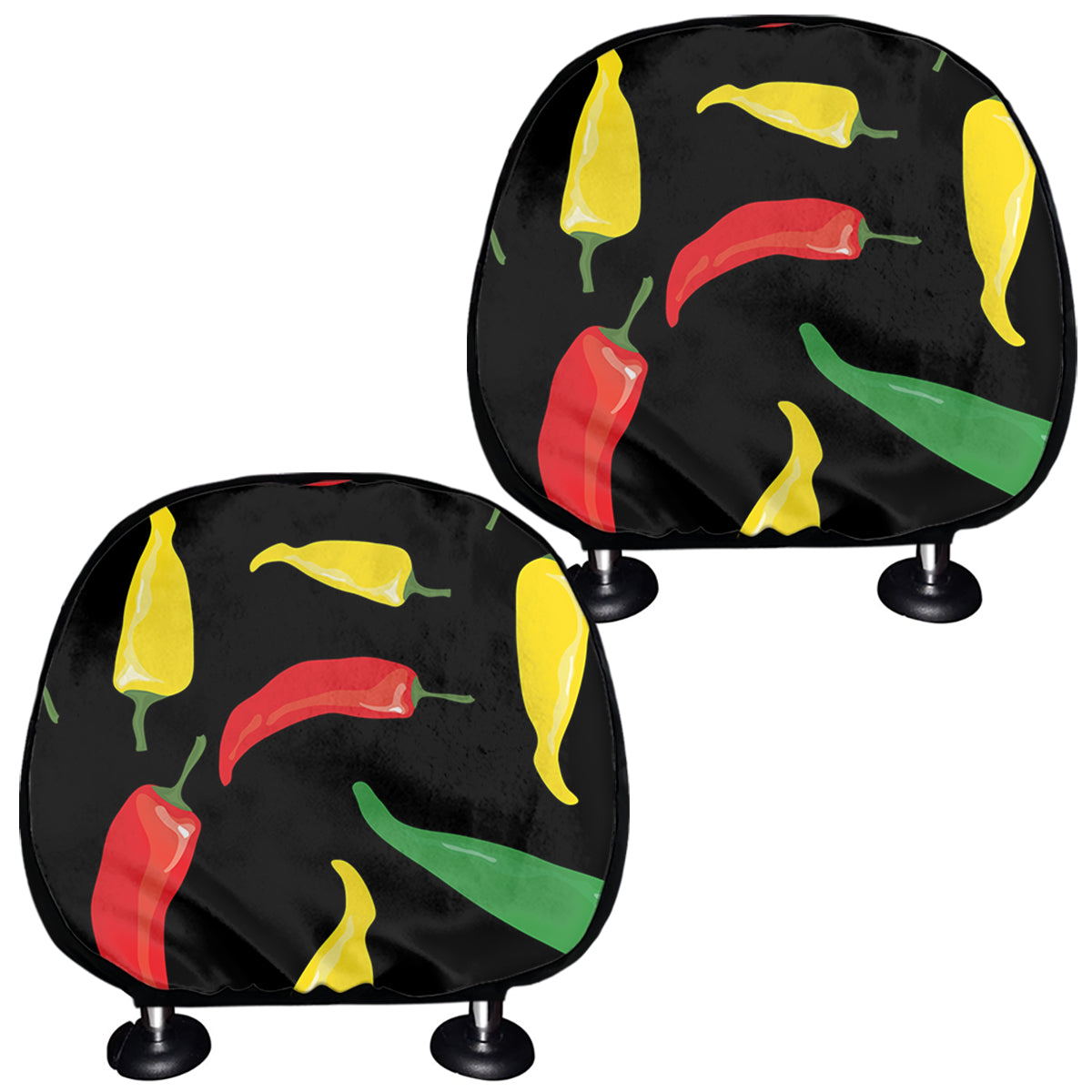 Colorful Chili Peppers Pattern Print Car Headrest Covers