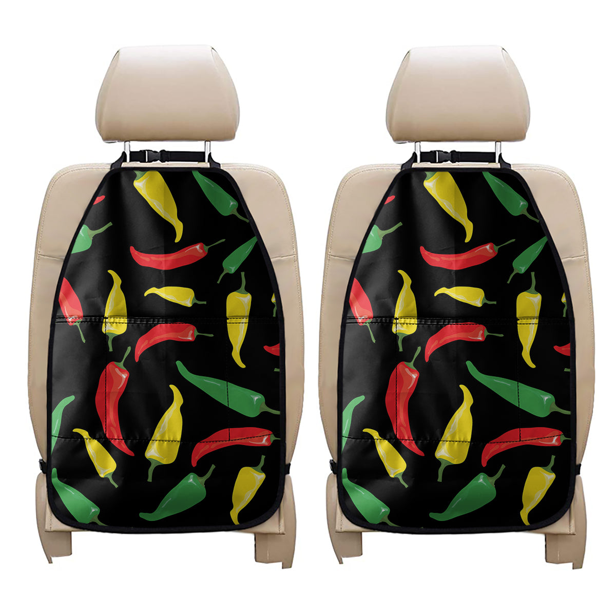 Colorful Chili Peppers Pattern Print Car Seat Organizers
