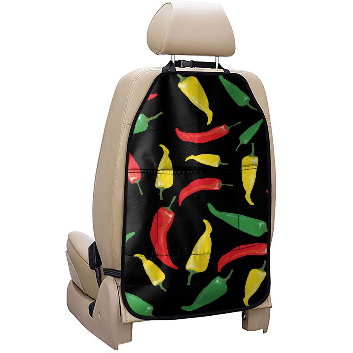Colorful Chili Peppers Pattern Print Car Seat Organizers