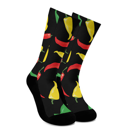 Colorful Chili Peppers Pattern Print Crew Socks