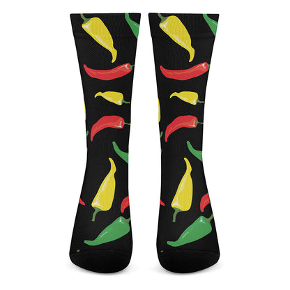 Colorful Chili Peppers Pattern Print Crew Socks
