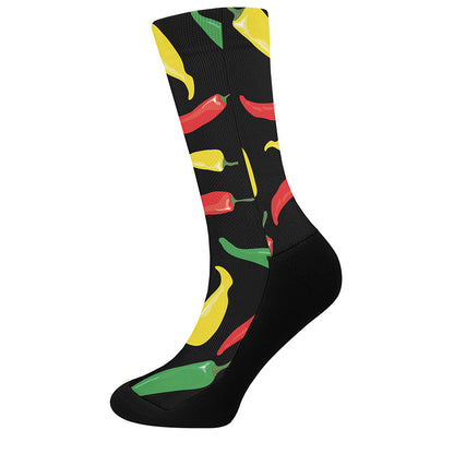 Colorful Chili Peppers Pattern Print Crew Socks