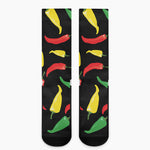 Colorful Chili Peppers Pattern Print Crew Socks