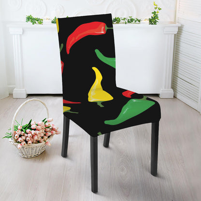 Colorful Chili Peppers Pattern Print Dining Chair Slipcover