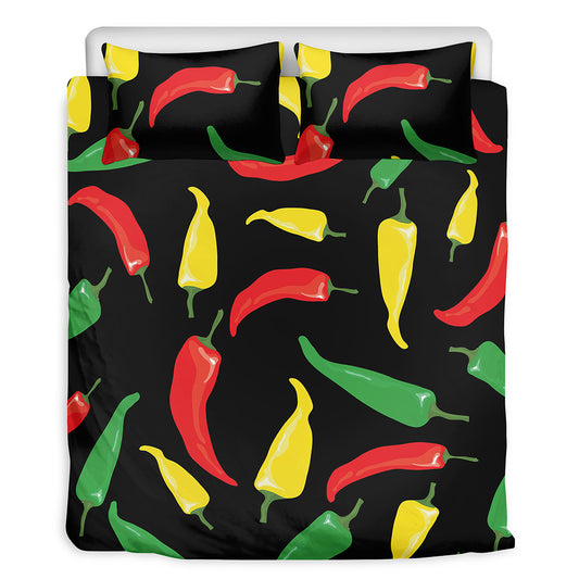 Colorful Chili Peppers Pattern Print Duvet Cover Bedding Set