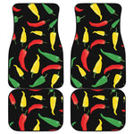 Colorful Chili Peppers Pattern Print Front and Back Car Floor Mats