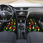 Colorful Chili Peppers Pattern Print Front and Back Car Floor Mats