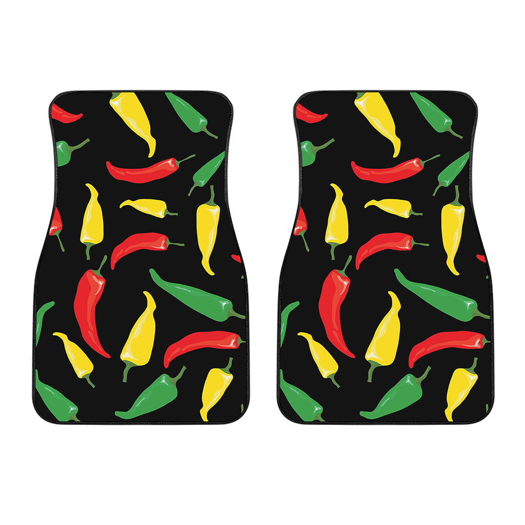 Colorful Chili Peppers Pattern Print Front Car Floor Mats