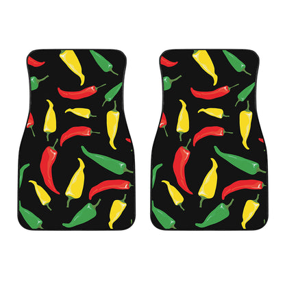 Colorful Chili Peppers Pattern Print Front Car Floor Mats
