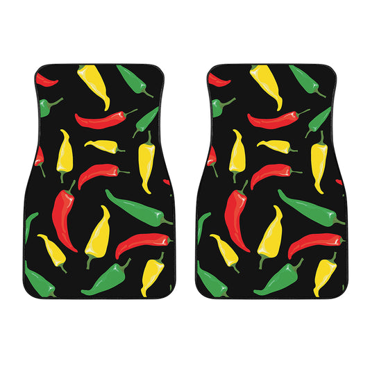 Colorful Chili Peppers Pattern Print Front Car Floor Mats