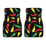 Colorful Chili Peppers Pattern Print Front Car Floor Mats