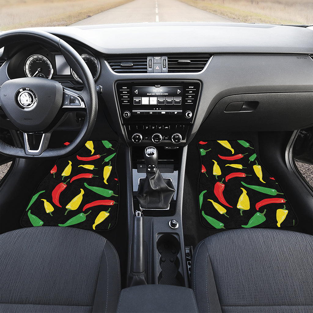 Colorful Chili Peppers Pattern Print Front Car Floor Mats