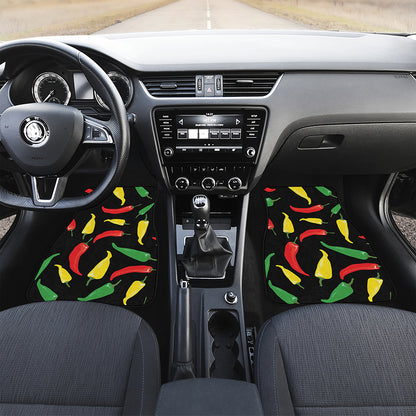 Colorful Chili Peppers Pattern Print Front Car Floor Mats