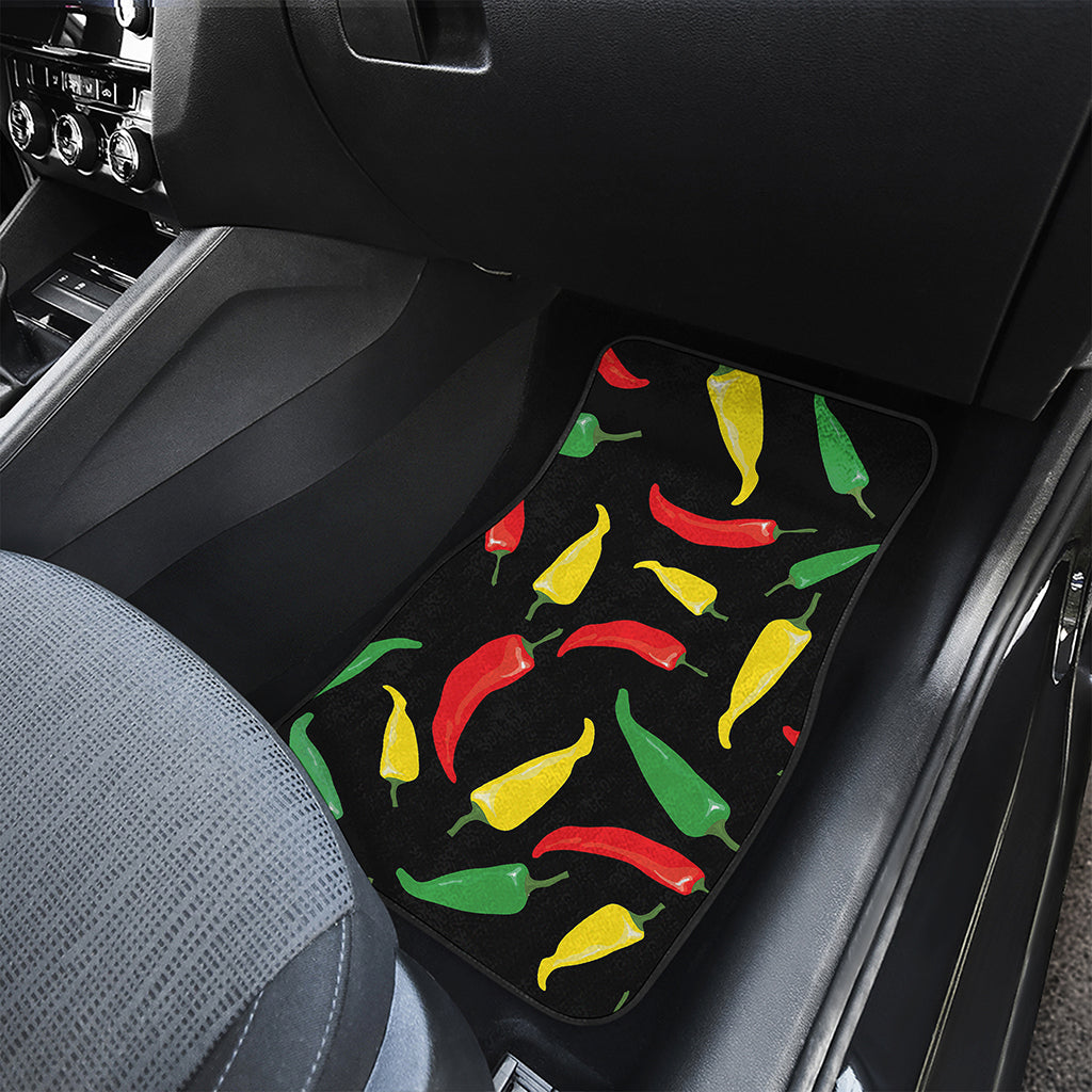 Colorful Chili Peppers Pattern Print Front Car Floor Mats