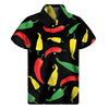 Colorful Chili Peppers Pattern Print Men's Short Sleeve Shirt