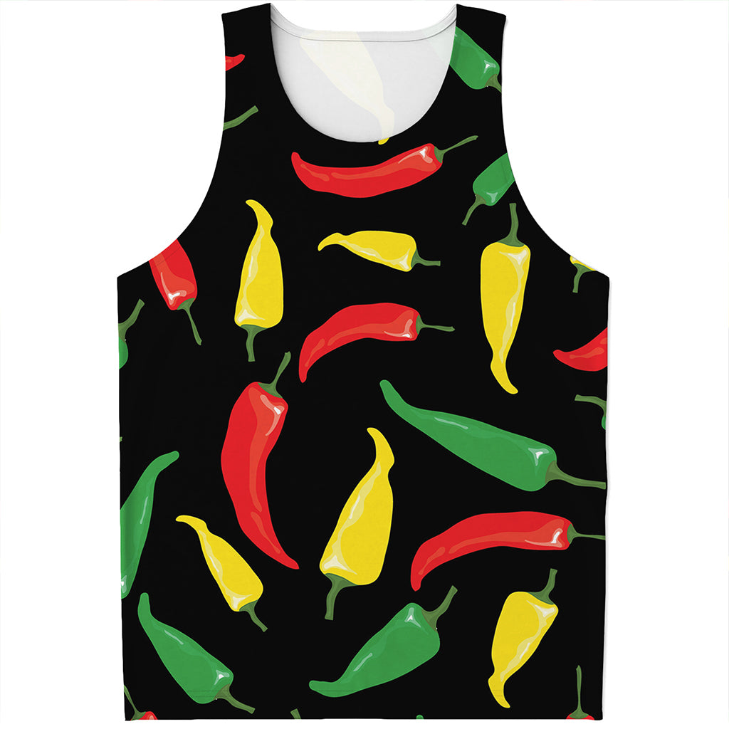 Colorful Chili Peppers Pattern Print Men's Tank Top