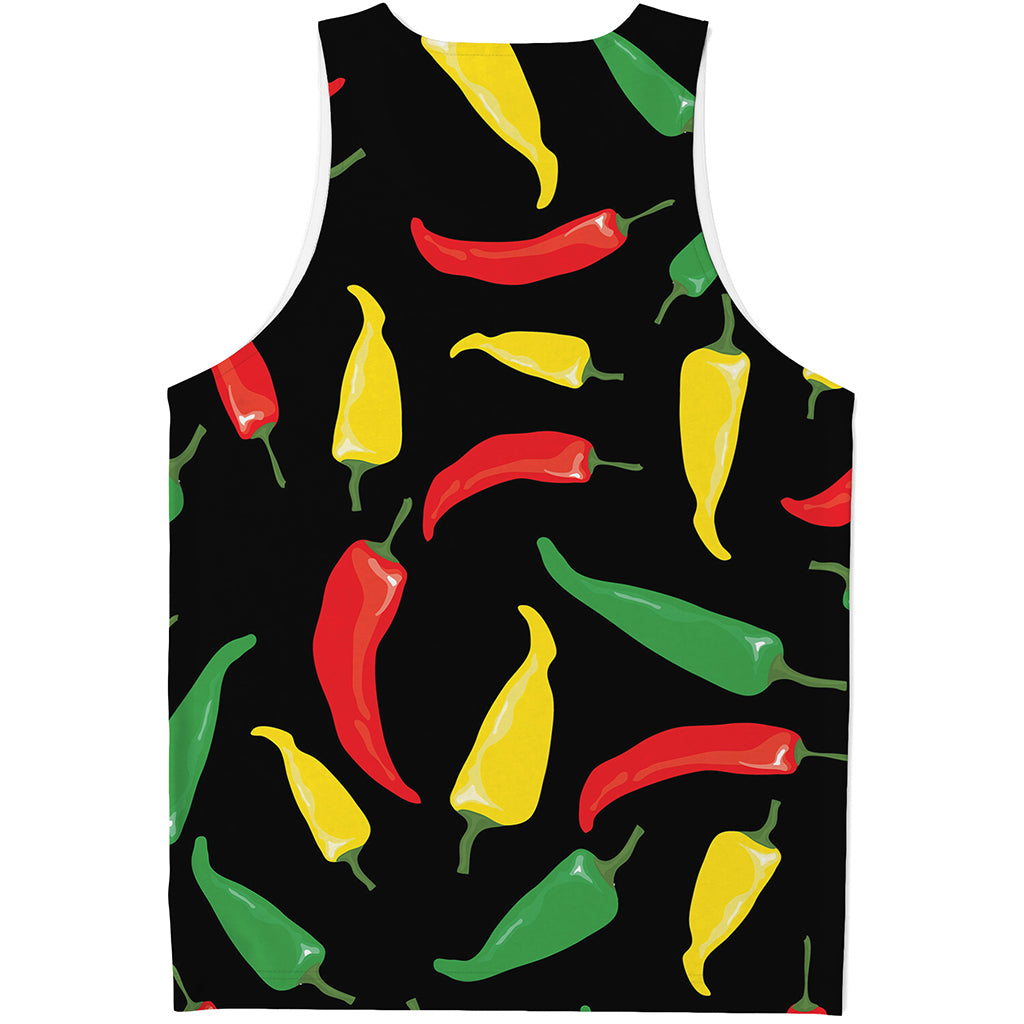 Colorful Chili Peppers Pattern Print Men's Tank Top