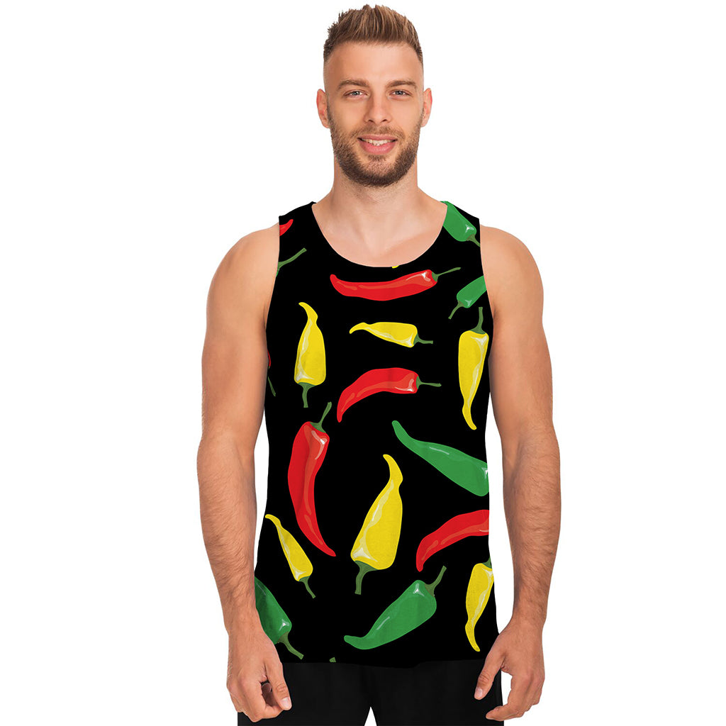 Colorful Chili Peppers Pattern Print Men's Tank Top