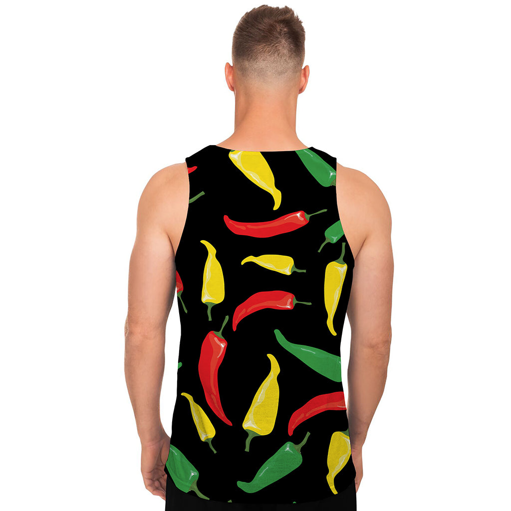 Colorful Chili Peppers Pattern Print Men's Tank Top