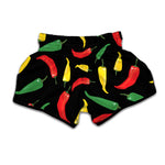Colorful Chili Peppers Pattern Print Muay Thai Boxing Shorts