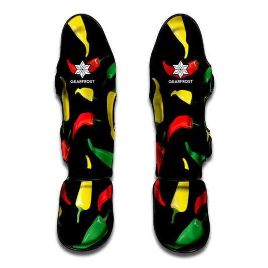 Colorful Chili Peppers Pattern Print Muay Thai Shin Guard
