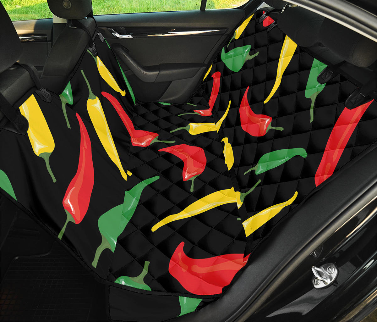 Colorful Chili Peppers Pattern Print Pet Car Back Seat Cover
