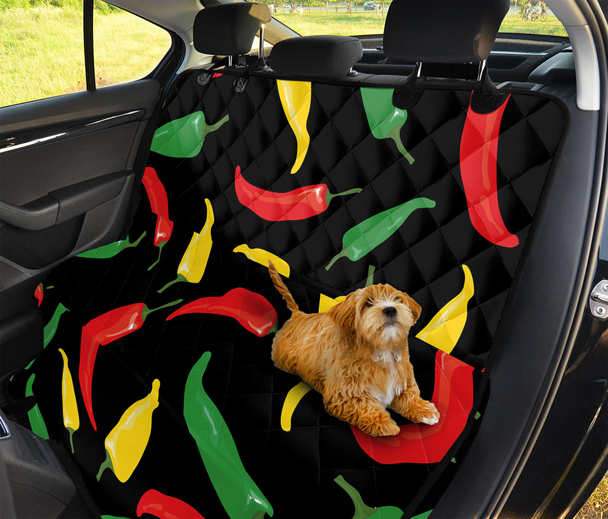 Colorful Chili Peppers Pattern Print Pet Car Back Seat Cover