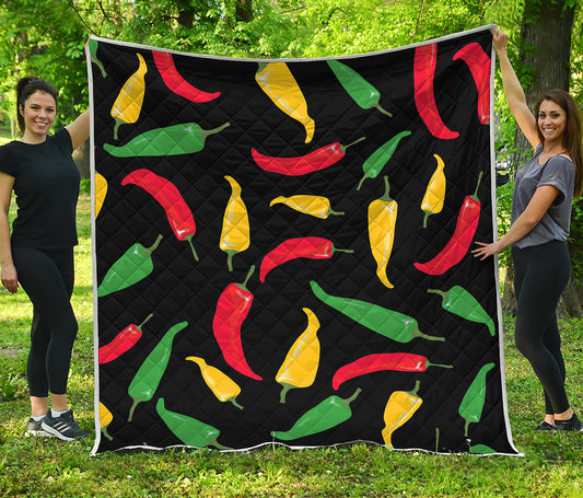 Colorful Chili Peppers Pattern Print Quilt