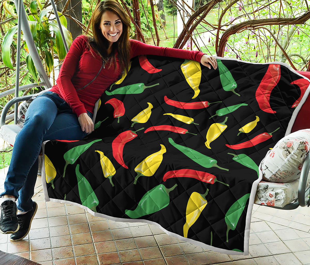 Colorful Chili Peppers Pattern Print Quilt