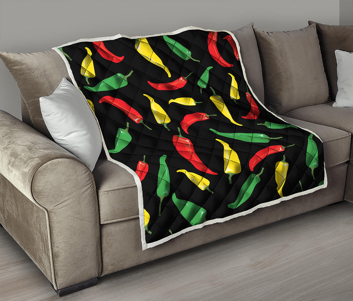 Colorful Chili Peppers Pattern Print Quilt